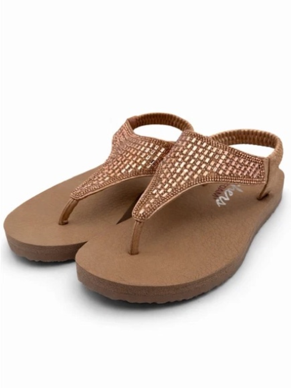 SKECHERS Rose Gold Yoga Thong Sandals